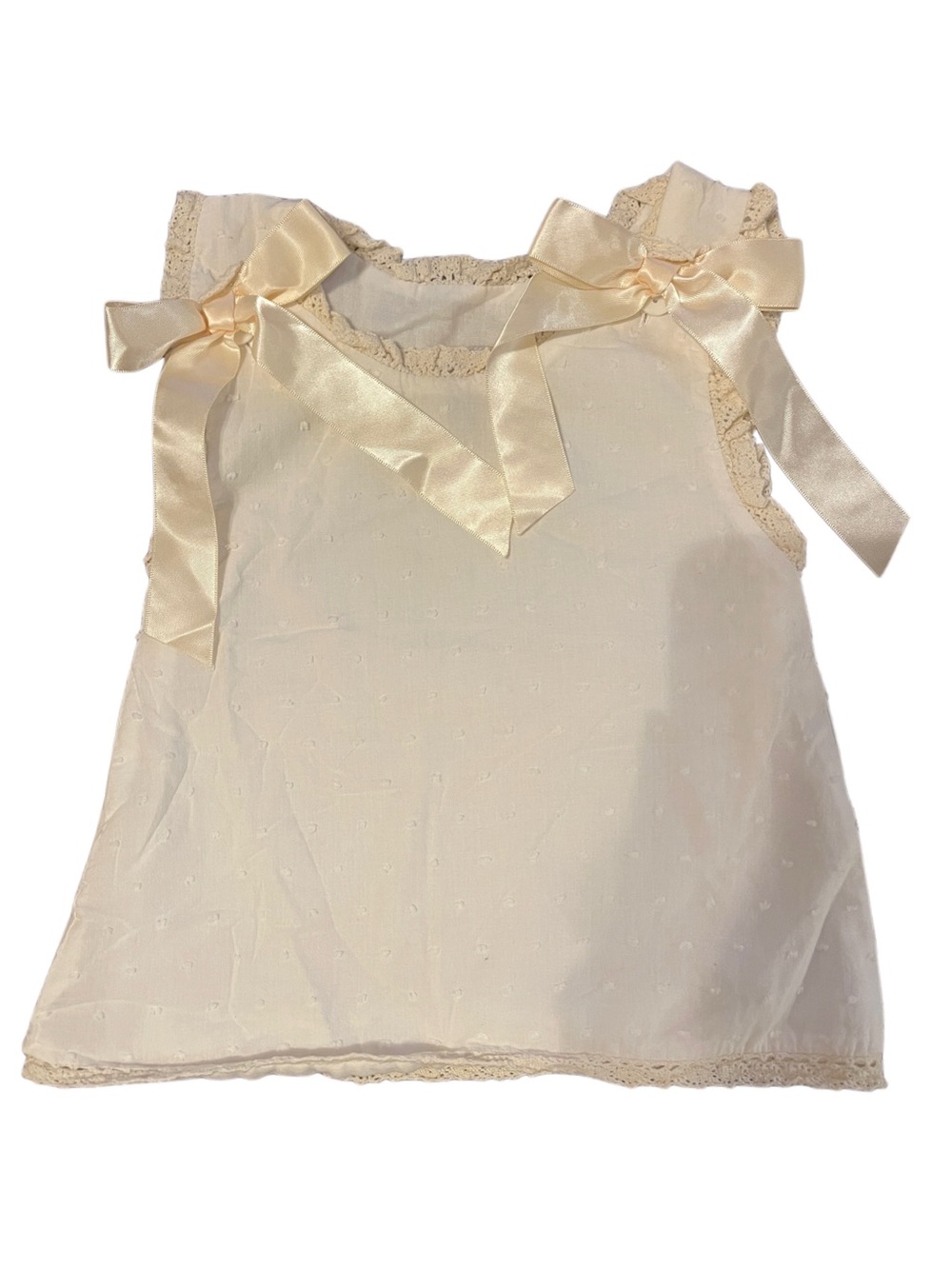 Ivory Bow-Accent Girls' Sleeveless Dress